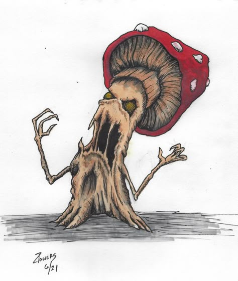 Fantasy Mushroom Drawing, Poison Mushroom Drawing, Mushroom Cloud Drawing, Mushroom Guy Drawing, Mushroom People Drawings, Mushroom With Face Drawing, Mushroom People Art, Mushroom Person Drawing, Scary Mushroom