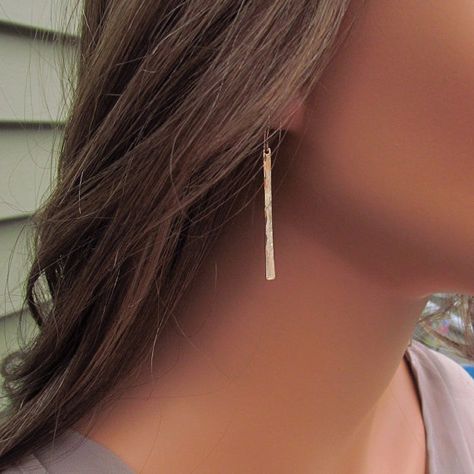 14kt Gold Filled Hammered Bar Earrings Long Gold by PamelaCurran Homecoming Jewelry, Gold Hanging Earrings, Long Bar Earrings, Formal Earrings, Bridesmaid Earrings Gold, Formal Jewelry, Gold Bar Earrings, Prom Earrings, Golden Earrings