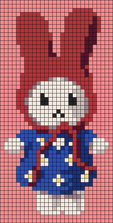 Crochet Banner Pattern, Rabbit Alpha Pattern, Miffy Perler Beads, Miffy Cross Stitch, Miffy Grid Pattern, Miffy Pixel Grid, Miffy Alpha Pattern, Miffy Pixel Art, Grid Crochet