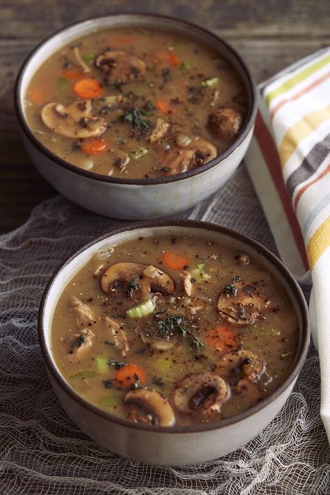 Comforting Gluten-free Mushroom Soup | Tasty Yummies Paleo Recipes Gluten Free Mushroom Soup, Autumn Wild Rice Soup, Autumn Wild Rice, Paleo Soup, Mushroom Soup Recipes, Wild Rice Soup, Aip Recipes, Fall Soups, Rice Soup