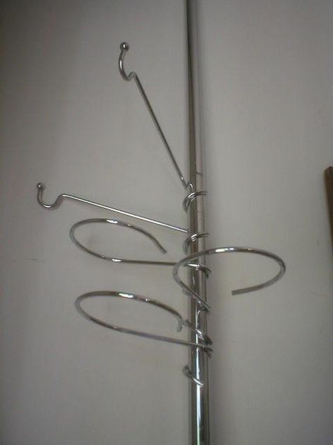 mid century chrome tension pole plant stand hanger holder 5 arm 3 for 4"pots | #1759221024 Tension Rod Plant Stand, Pole Plant Stand, Plant Pole, Currier And Ives Prints, Early American Furniture, Stand Hanger, Pole Stand, Hanger Holder, Tension Rod