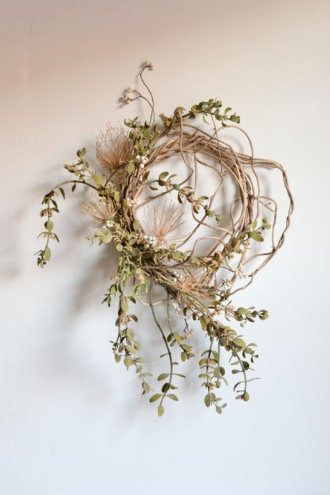 wreaths — ashn earth Ashn Earth, Door Painting Ideas, Sliding Gate Design, Entry Organizer, Gate Design Modern, Mistletoe Wreath, Gate For Stairs, Simple Door, Dried Floral Wreaths