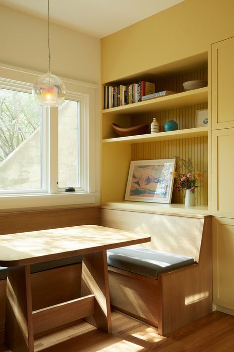 Traditional Millwork, Cement Tile Floor, Yellow Cabinets, Yellow Tile, Bedroom Photos, Modern Dollhouse, Butter Yellow, Yellow Kitchen, Yellow Walls