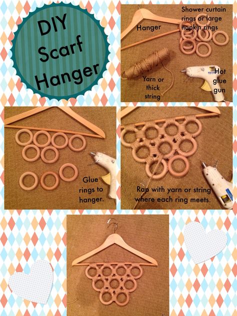 Diy scarf hanger. Diy Scarf Hanger, Scarf Display, Scarf Hanger, Crochet Rings, Young Women Activities, Hanger Diy, Diy Scarf, Personal Organizer, Simple Life Hacks