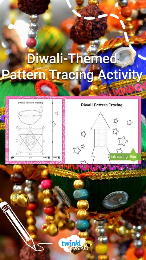 Light Diwali, School Readiness Activities, Diwali For Kids, Diwali Activities, Kids Festival, Tracing Activities, Tracing Activity, Diya Lamp, Rangoli Patterns