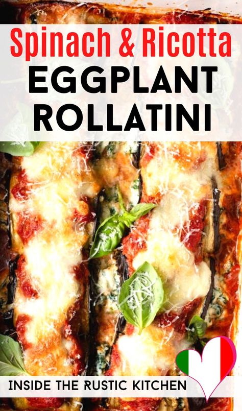 Eggplant Rollups, Eggplant Rollatini Recipe, Eggplant Stuffed, Italian Eggplant, Eggplant Rollatini, Eggplant Recipes Easy, Ricotta Filling, Fried Eggplant, Spinach And Ricotta