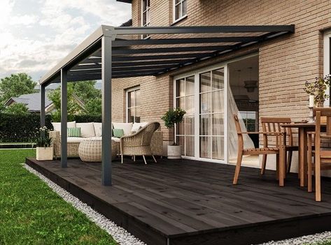 Patio Roof Extension Ideas, Covered Patio Design, Roof Extension, Pergola Attached To House, Diy Backyard Landscaping, Patio Roof, Pergola Patio, Outdoor Pergola, Easy Garden