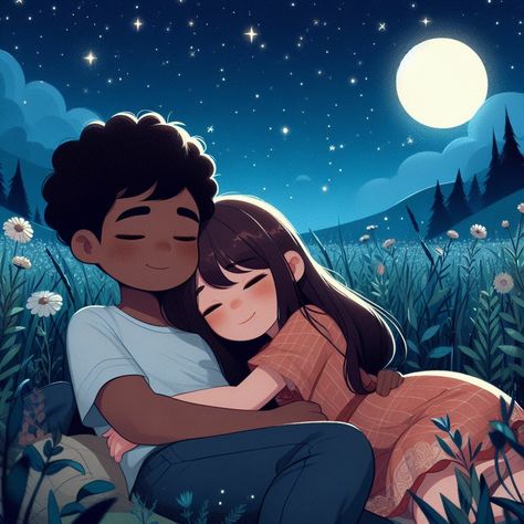 Interacial Anime Couple, Interacial Couples Aesthetic Cartoon, Ambw Couples Art Anime, Blasian Couples Art Anime, Ambw Anime Interracial Couples, Original Teen Titans, Black Couple Art, Cute Couple Wallpaper, Romance Art