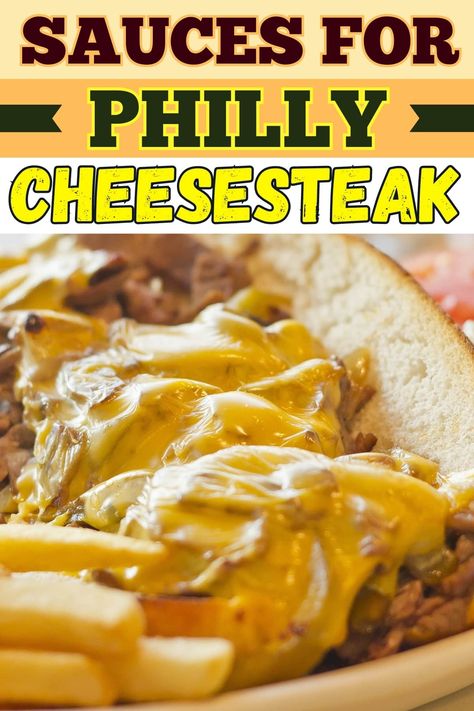 Try these sauces for Philly cheesesteak to make your sandwich even better! From Cheeze Whiz to BBQ sauce to honey mustard, try one or try them all! Cheese Steak Cheese Sauce, Cheese Sauce For Steak Sandwiches, Cheese Sauce For Sandwiches, Cheesesteak Sauce Recipe, Philly Cheesesteak Cheese Sauce, Philly Cheese Steak Sandwich Sauce, Philly Cheese Steak With Cheese Whiz, Cheesesteak Cheese Sauce, Cheese Sauce For Philly Cheese Steak