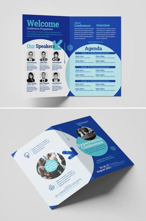 Conference Bifold Brochure Template InDesign Corporate Bifold Brochure Design, Event Brochure Design Layout, Program Brochure Design, Two Fold Brochure Design, Conference Program Design Layout, Bifold Brochure Design Creative, Conference Brochure Design, Conference Agenda Design, Conference Booklet Design