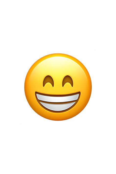 This emoji depicts a yellow face with a wide, open smile and closed eyes that are curved upwards at the corners, giving the impression of happiness and joy. The smile is so big that it almost reaches the eyes, and the cheeks are raised, creating a beaming effect. The eyebrows are also raised, adding to the overall expression of excitement and positivity. Big Smile Emoji, Happy Emoji Drawing, All Emoji Faces, Smile Emoji Photo, Happy Emoji Faces, Emot Iphone, Emoji Iphone Ios, Smile Face Emoji, Excited Emoji