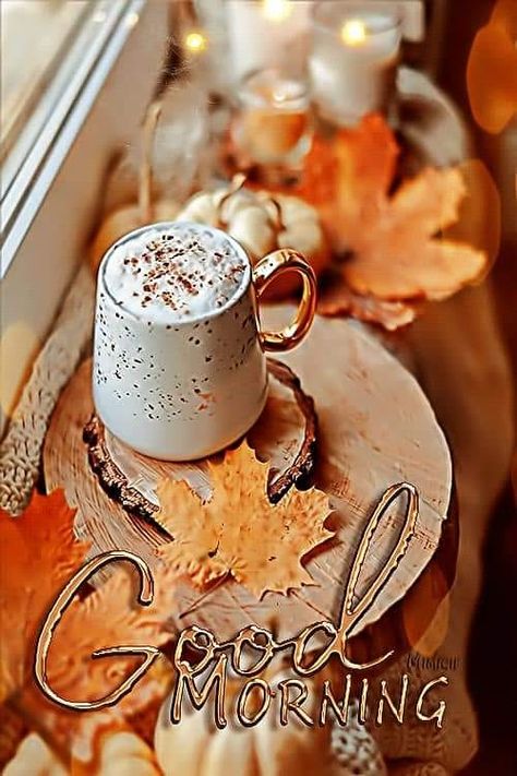 Coffee Lovers - Have a fabulous Monday and an awesome new... Good Morning Fall Gif, Fall Good Morning Images, Good Morning Autumn Coffee, Good Morning Fall Coffee, Good Morning Fall Images, Morning Autumn, Good Morning Sister Quotes, Good Morning Gift, Good Monday Morning