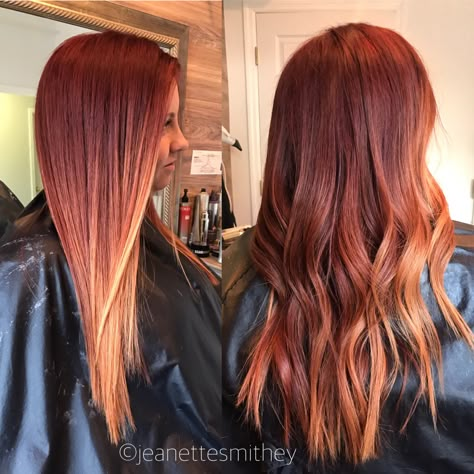 Balayage red/copper by Jeanette Smithey Balayage Red, Ginger Hair Color, Hair Done, Red Copper, Brown Blonde Hair, Penteado Cabelo Curto, Hair Color And Cut, Auburn Hair, Copper Hair