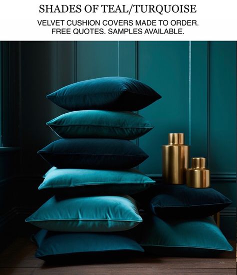 3 PACK MADE TO ORDER TEAL TURQUOISE VELVET SCATTER CUSHION COVERS. THROW PILLOW Teal Throw Pillows, Teal Cushions, Throw Pillows Living Room, Velvet Couch, Throw Pillows Bed, Chocolate Packaging, Dark Teal, Deep Teal, Color Box