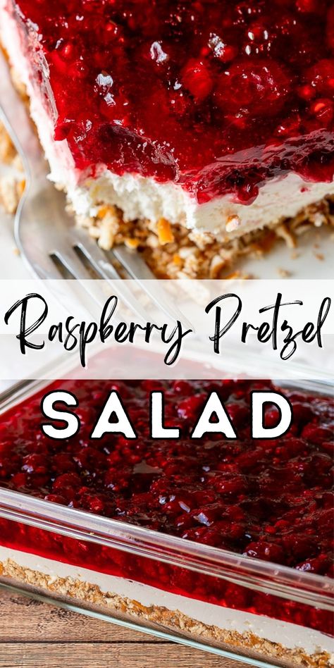 Chocolate Summer Desserts, Raspberry Pretzel Salad, Raspberry Salad, Pretzel Desserts, Desserts Summer, Jello Dessert Recipes, Pretzel Salad, Jello Desserts, Desserts Chocolate