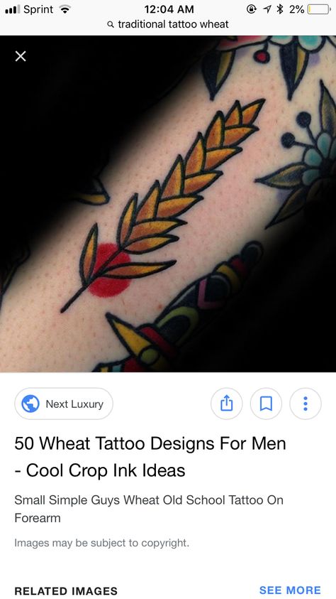 Traditional Wheat Tattoo, Wheat Tattoo, Wheat Sheaf, Old Tattoos, Wheat Grass, American Traditional Tattoo, American Traditional, Forearm Tattoos, Old School Tattoo