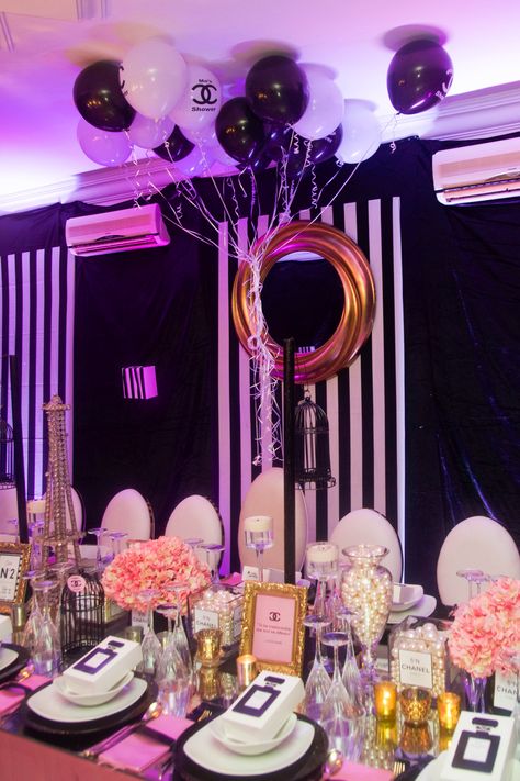 My gorgeous Chanel themed bridal shower in Lagos, Nigeria Outdoor Bridal Shower Ideas, Outdoor Bridal Showers, Black And White Plates, Themed Bridal Shower, Lagos Nigeria, Bridal Shower Theme, Shower Decor, Bridal Shower Decorations, Shower Decorations