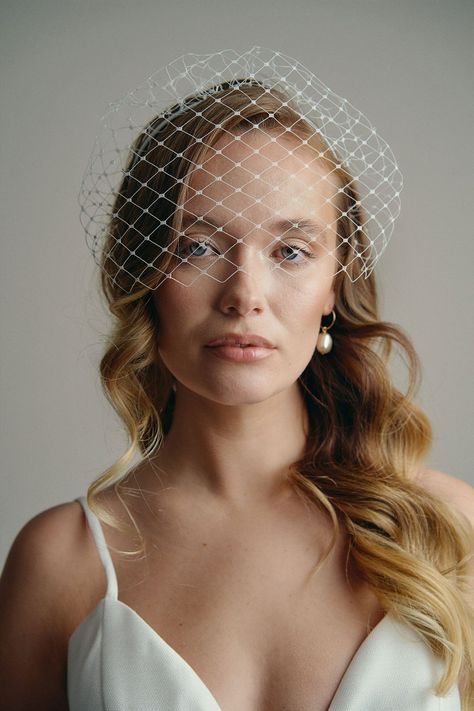 Ethereal bridal jewelry and hair accessories from Debbie Carlisle Jewellery Simple, Wedding Birdcage, Merry Widow, Ivory Veil, Veil Styles, Birdcage Veil, Baroque Pearl Earrings, Velvet Hair, Hoop Earrings Gold