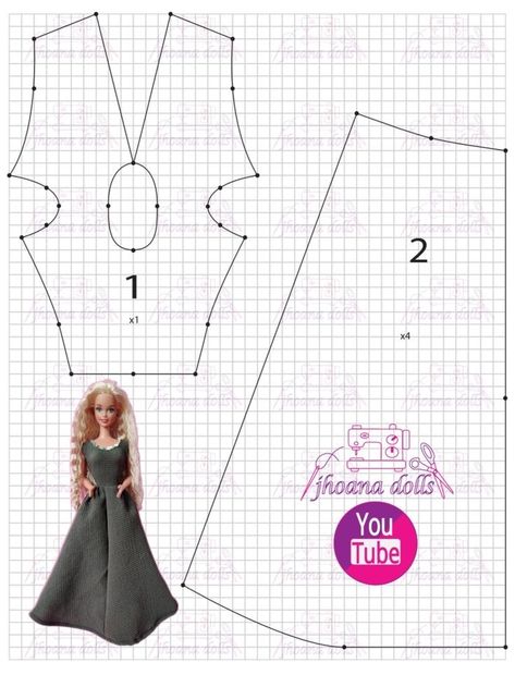 Barbie Clothes Template, Barbie Dress Pattern Printable, Barbie Patterns Free, Barbie Doll Dress Patterns, Diy Barbie Clothes Patterns, Habit Barbie, Accessoires Barbie, Free Barbie, Barbie Dress Pattern