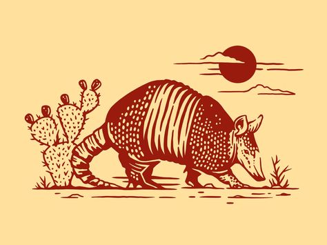 Texas Armadillo Texas Armadillo, Western Aesthetics, Petit Tattoo, Vintage Cactus, Western Artwork, Western Tattoos, Texas Art, Western Vibes, Western Wall