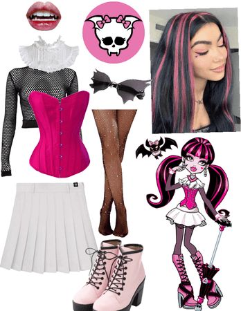 Holloween Costume Ideas Monster High, Draculaura Outfit Shein, Monster High Outfits Draculaura, Monster High Halloween Costumes Draculaura, Draculaura Costume Plus Size, Draculaura Halloween Costume Aesthetic, Monster High Inspired Outfits Draculaura, Dracula Monster High Costume, Draculora Outfit Ideas