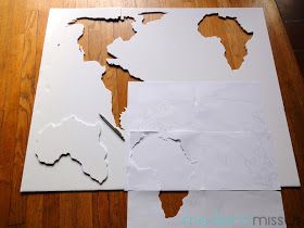 modern missus: DIY World Map Wall Art Diy World Map, Diy World Map Wall Art, World Map Stencil, World Map Wall Decal, Diy Map, Stencil Wall Art, World Map Decor, Travel Wall Decor, Map Projects