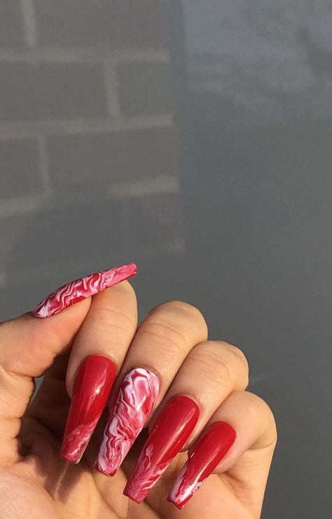 Nail Trends Spring, Makeup 2023, Red And White Nails, Red Acrylic Nails, Cute Acrylic Nail Designs, Long Acrylic Nails Coffin, Acrylic Nails Coffin, Square Acrylic Nails, Dream Nails