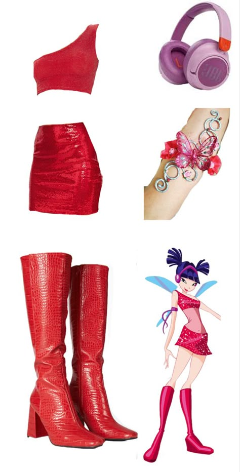 Musa Winx Club Outfit, Red Fairy Costume, Musa Costume, Musa Cosplay, Villain Costume Ideas, Winx Halloween, Winx Cosplay, Winx Fairy, Musa Winx