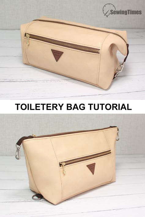 DIY 2 WAY POUCH BAG | Travel Toiletry Bag Dopp Kit Tutorial [sewingtimes] Sewing Pattern Toiletry Bag, Mens Toiletry Bag Pattern Free, Dopp Kit Tutorial, Pouch Bag Pattern, Diy Cosmetic Bag, Diy Backpack Pattern, Toiletry Bag Pattern, Diy Bag Kit, Mens Dopp Kit