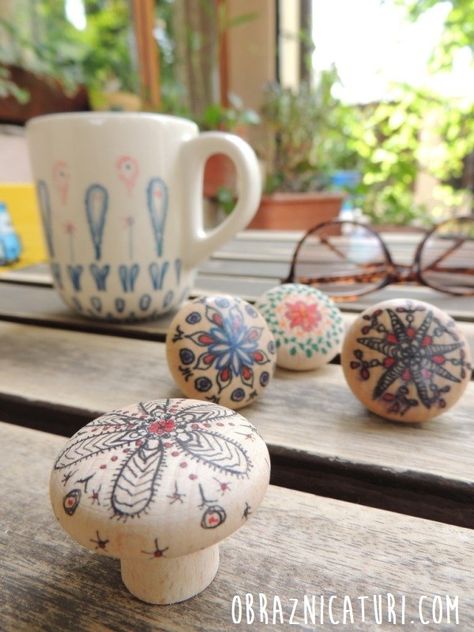 Boho Kitchen Cabinet Pulls, Diy Cabinet Knobs, Boho Knobs Drawer Pulls, Decoupage Door Knobs, Bohemian Drawer Knobs, Drawer Pulls Diy, Wood Dresser Fun Knobs, Wood Drawer Knobs, Handmade Knobs