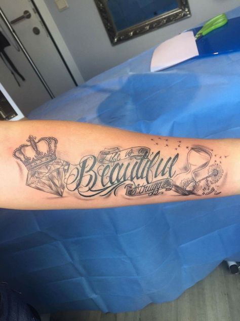 Beautiful Struggle Tattoo, Life Is A Beautiful Struggle, Struggle Tattoo, Crown Diamond, Diamond Life, My Tattoo, I Tattoo, Tatting, Body Art