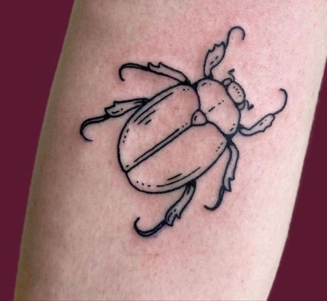 Minimalist Beetle Tattoo, Beetle Bug Tattoo, Junebug Tattoo Ideas, Minimalist Bug Tattoo, Simple Bug Tattoo Ideas, June Bug Tattoo Design, Beatle Tattoo Insect Simple, Bug Tattoo Stencil, Tattoo Ideas Bugs