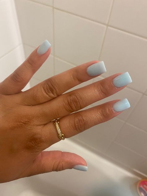 Square Nails Light Blue, Summer Acrylic Nails Elegant, Soild Nails Acrylic, Milky Light Blue Nails, Milky Blue Nails Acrylic, Baby Blue Acrylic Nails Square, Square Light Blue Nails, Baby Blue Short Square Nails, Powder Blue Square Nails