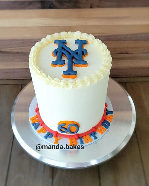 Mets Baseball Cake, Mets Cake, Baseball Cake, Mets Baseball, 50th Birthday Cake, Ny Mets, New York Mets, Let Them Eat Cake, 50th Birthday