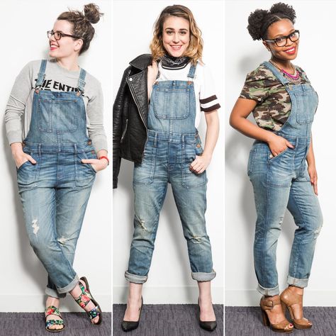 The Most Flattering Overalls Plus Size Overalls Outfit, Womens Overalls Outfits, Jean Overall Outfits, Overalls Outfit Winter, Styling Overalls, Denim Overalls Outfit, Middle Aged Women Fashion, Chubby Girl Fashion, Fashion Overalls