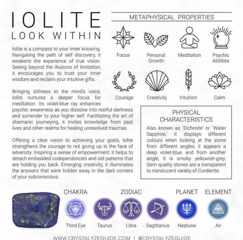 Sagittarius Planet, Chakra For Beginners, Planet Neptune, Iolite Crystal, Crystals Healing Grids, Libra Sagittarius, Calm Meditation, Crystal Healing Chart, Element Air