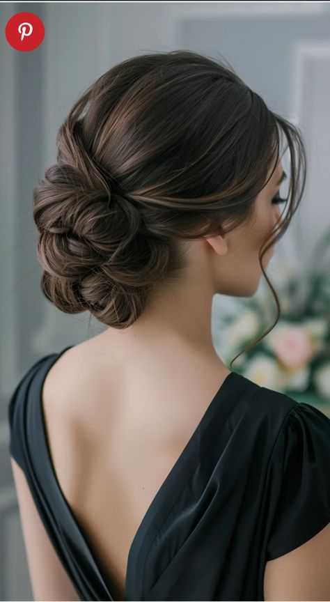 Hairstyles Boy, Hairstyles Pinterest, Deep Brown Hair, Sanggul Modern, Low Bun, Elegant Updo, Hairstyles Braids, Hairstyles Easy, Sleek Hairstyles