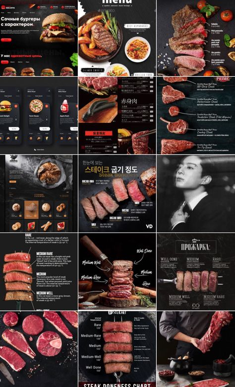 Steakhouse Instagram Feed, Steak Menu Design, Meat Menu Design, Meat Restaurant Design, Wagyu Recipes, Steak House Menu, Meat Design, Steak Shop, Steak Menu