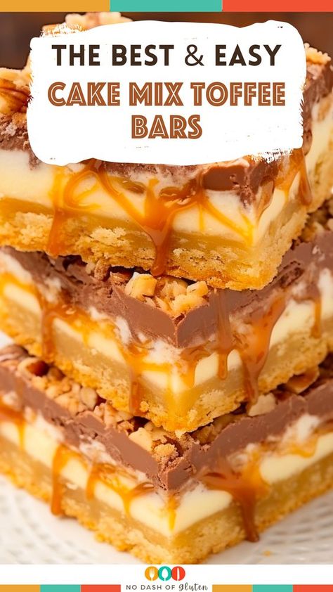 Bar Cookies Made With Cake Mixes, Cake Mix Toffee Bars, Dessert Bars Recipes, Chocolate Toffee Bars, Cake Mix Bars, Cake Bars Recipe, Cake Mix Cookie Bars, Cake Mix Desserts, Milk Dessert