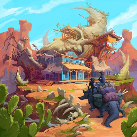 Western Environment Concept Art, Wild West Concept Art, Wild West Illustration, Game Environment Concept Art, Anthony Trujillo, Wild West Art, Wild West Games, Principles Of Animation, Western Games