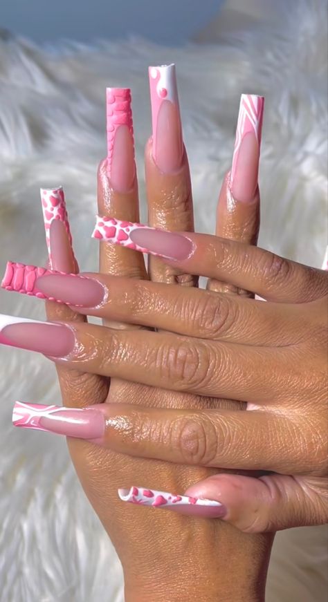 Acrylic Toe Nails, Long Acrylic Nail Designs, Colored Acrylic Nails, Girly Acrylic Nails, Her Nails, Long Acrylic Nails Coffin, Acrylic Nails Coffin Pink, Long Square Acrylic Nails, Unique Acrylic Nails