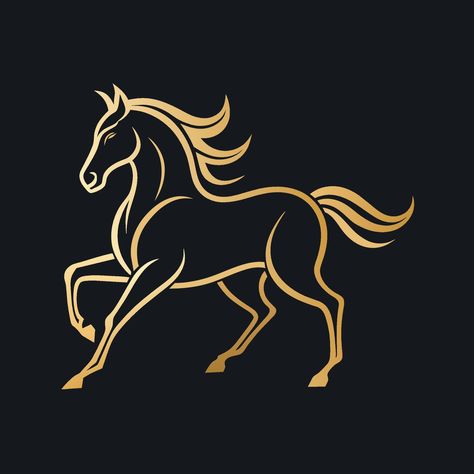 A graceful golden horse in motion against a stark black background, Elegant line art depicting a horse in motion, minimalist simple modern logo design Horse In Motion, Golden Horse, Cityscape Photos, Modern Logo Design, Logo Banners, Heart With Arrow, Marketing Design, Custom Illustration, Custom Branding