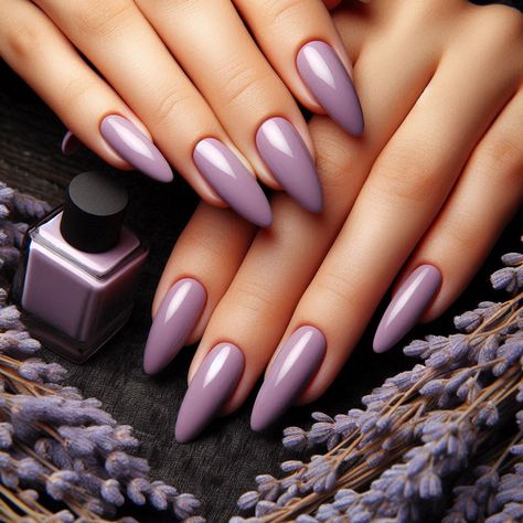 Indulge in the regal beauty of our purple nail polish, a shade that exudes luxury and sophistication. This rich, vibrant hue is perfect for those who want to make a bold statement while maintaining an air of elegance. Whether you're stepping out for a special occasion or simply want to elevate your everyday look, our long-lasting, high-shine formula ensures your nails remain flawless. Let your nails shine with the power and majesty of purple. Dusty Lavender Nails, Dark Purple Almond Nails, Pale Purple Nails, Shades Of Purple Nails, Violet Nails, Lilac Nails, Nail Acrylic, 2024 Nails, Purple Nail Polish