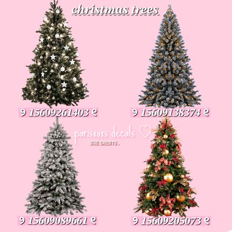 follow my tiktok- .parisxoxs Bloxburg Houses Christmas, Tree Decals Bloxburg, Bloxburg Tree Decals, Christmas Tree Decal, Bloxburg Ids, Bloxburg Halloween, Pictures Codes, Plant Decals, Picture Decals