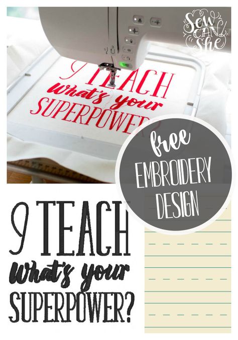 Teacher Superhero Machine Embroidery (free design) Embroidery Patterns Machine, Teacher Embroidery, Ideas For Embroidery, Machine Embroidery Designs Projects, Superhero Teacher, Ideas Embroidery, Machine Embroidery Thread, Machine Pattern, Machine Embroidery Applique