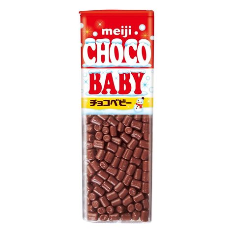 It's choco baby. There are a lot of tiny chocolate in one small bottle. I must admit... even though it's a lot, it's a very very small quantity in other countries... Meiji Chocolate, Japanese Food Packaging, Japanese Chocolate, Chocolate Babies, Japanese Candy, Chocolate Sweets, Japanese Snacks, Creamy Chocolate, Chocolate Treats