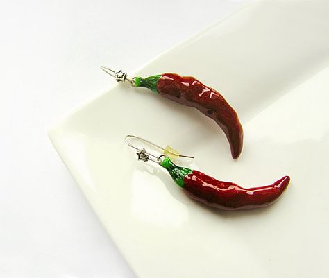 Earring Art, Red Chili Peppers, Garnet Red, Chilli Pepper, Chili Peppers, Red Chili, Red Garnet, Earrings Dangle, Red Hot