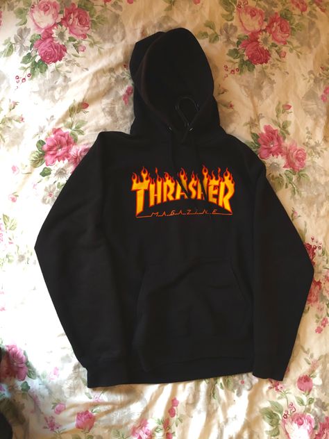 thrasher, flame logo, skate, hoodie, rose, magazine, streetwear, aesthetic, style, pretty Pretty Hoodies, Thrasher Flame, Thrasher Hoodie, Flame Logo, Haha Photos, Comfortable Hoodies, 90s Fits, Hoodie Aesthetic, Glitter Roses