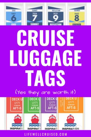 Cruise luggage tags for all major cruise lines. Protect your paper luggage tags with plastic luggage tag holders that will stay attached to your luggage while you embark on your cruise ship. Frequently asked questions and answers about how cruise luggage tags work as well, so helpful to new cruisers! Cruise Luggage Tags Diy, Luggage Tags Printable, Caribbean Cruise Packing, Cruise Luggage, Carnival Cruise Tips, Luggage Tags Diy, Funny Luggage Tags, Princess Cruise Lines, Disney Cruise Tips