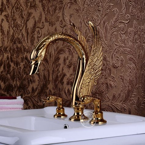 BECOLA swan sink faucet animal faucets double handle gold swan basin faucet animal shapes bibcock br-11000 _ - AliExpress Mobile Swan Home Decor, Animal Faucet, Victorian Bathroom Vintage, Ethereal Room, Swan Sink, Modern Victorian Bathroom, Bathroom Styling Ideas, Modern Victorian Decor, Swan Faucet